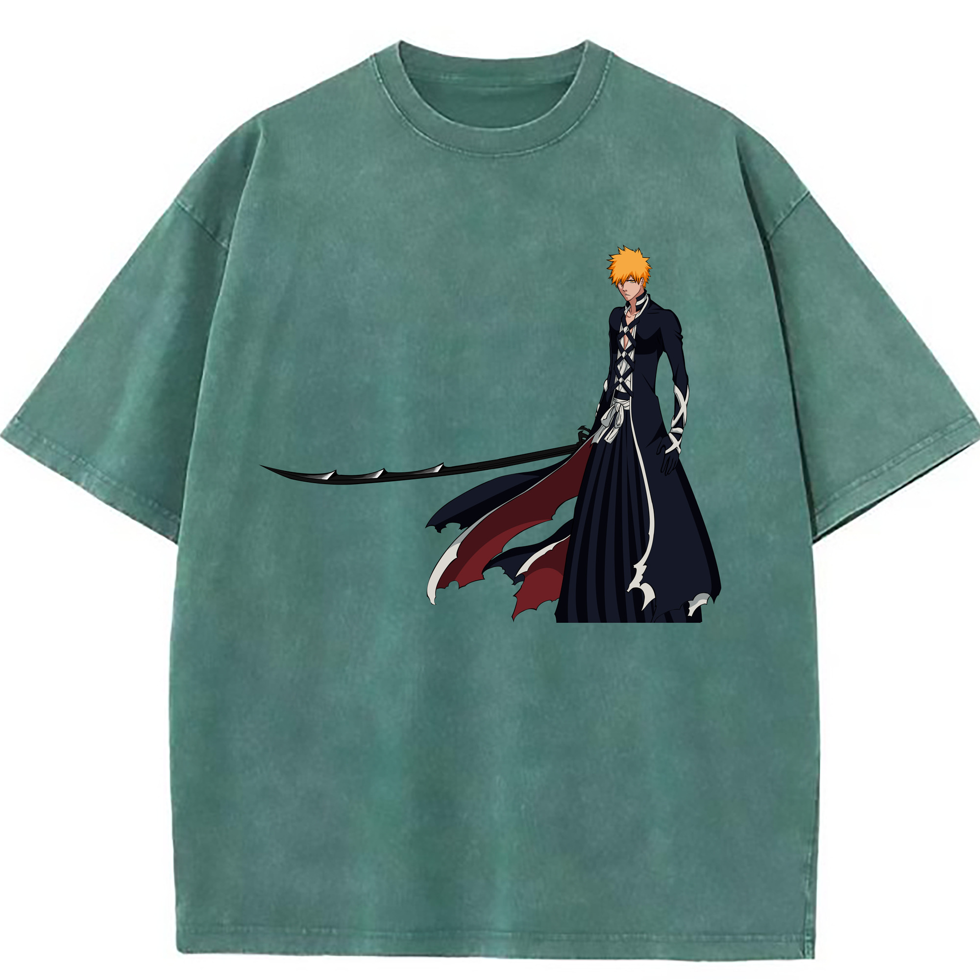 （画像用） ブリーチ 黒崎一護（くろさき いちご）BLEACH Kurosaki Ichigo 綿100% ヴィンテージ風 半袖Tシャツ（フロントプリント）